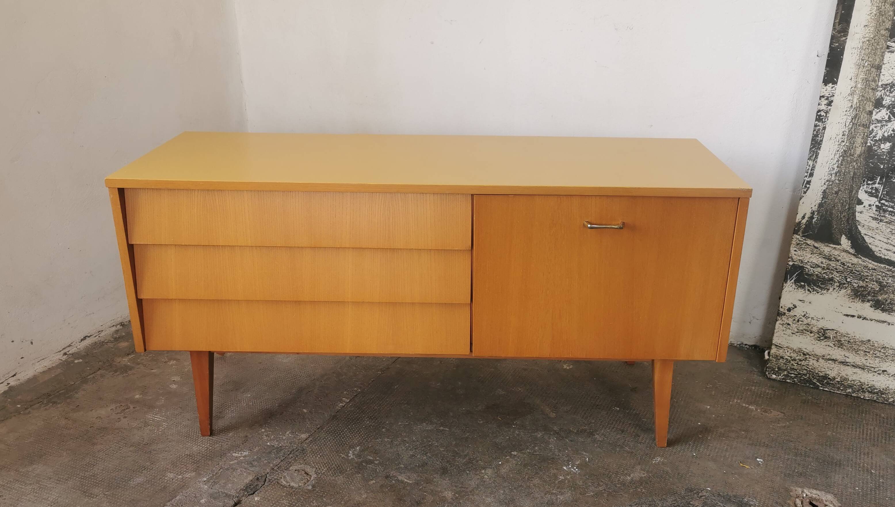 Small vintage blond wood sideboard