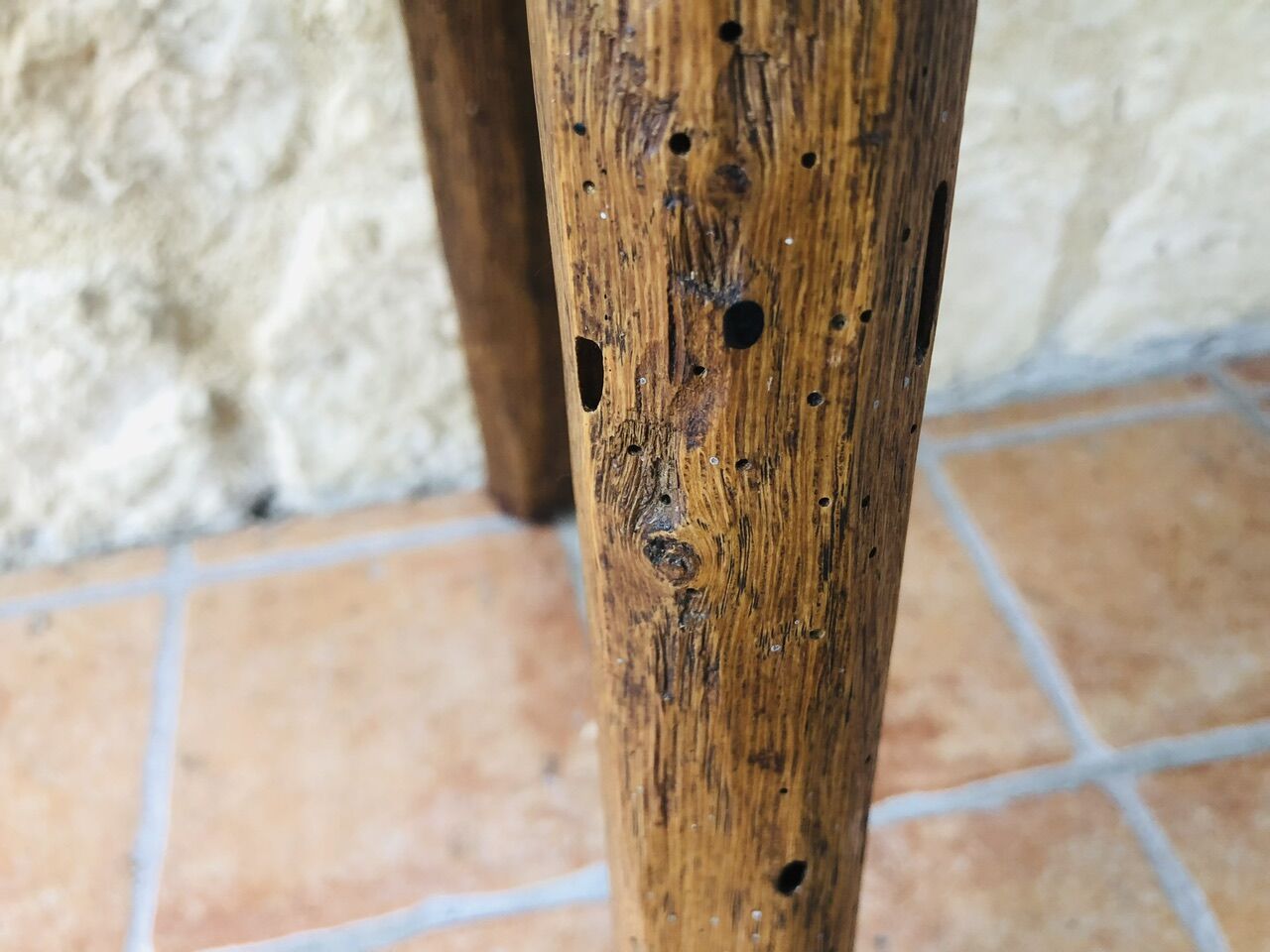 Oak farmhouse bench, circa 40's /50's