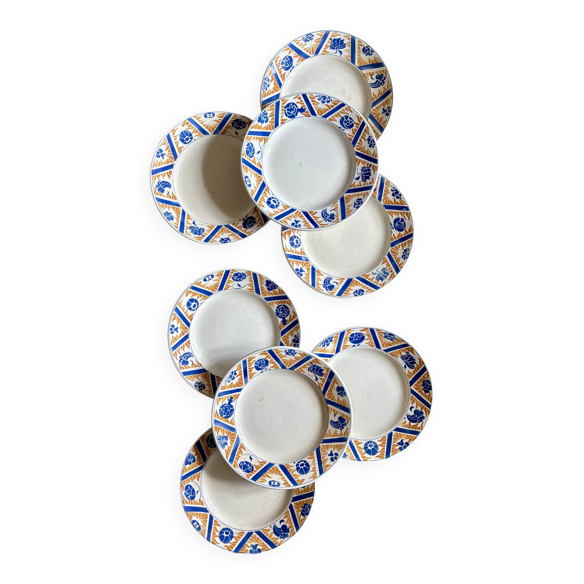 Lot de 8 assiettes plates anciennes - Canada de Moulin des Loups