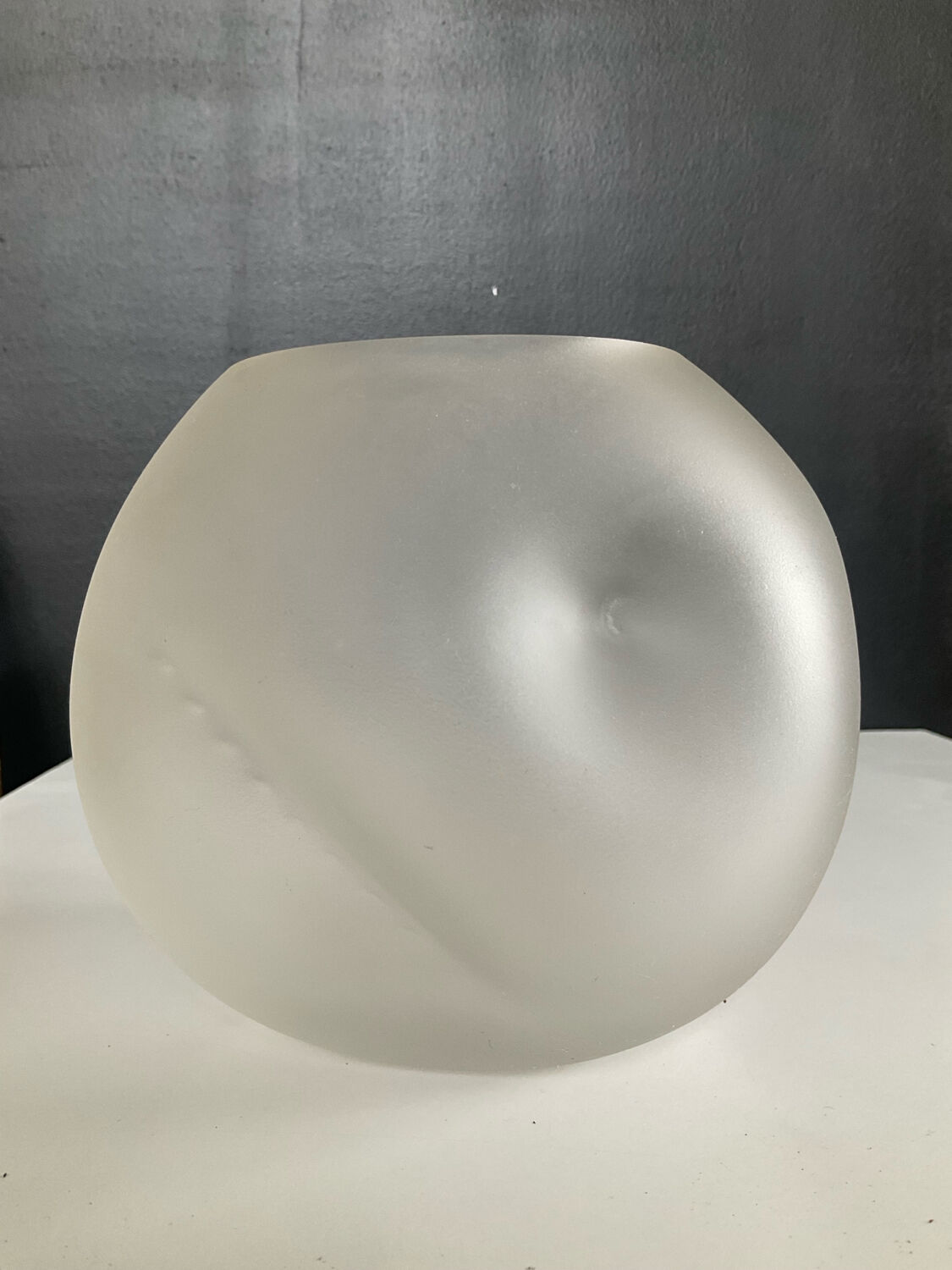 Vintage round irregular frosted glass vase