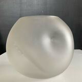 Vintage round irregular frosted glass vase