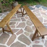 Pair of solid oak benches