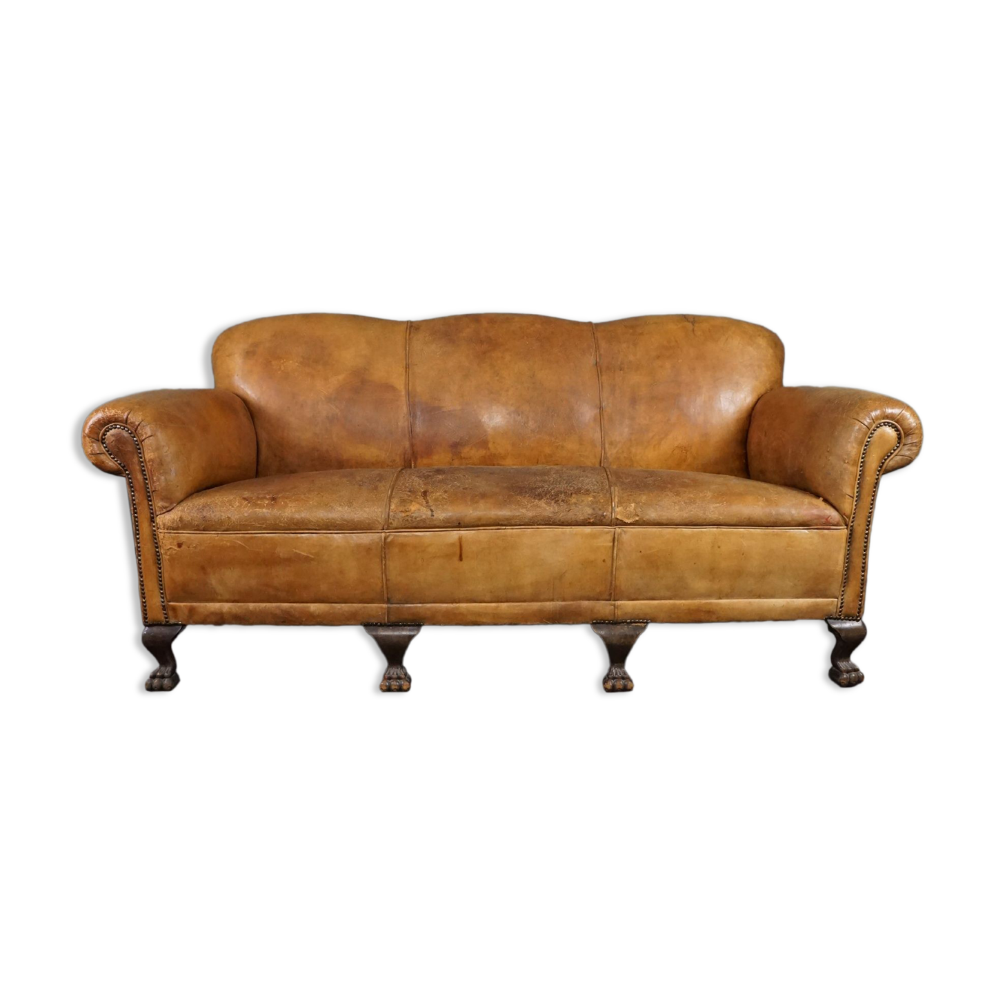 3-seater antique sheepskin sofa full of character