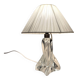 Vintage lamp with twisted crystal base from the 1960s and a white ribbon pagoda shade.