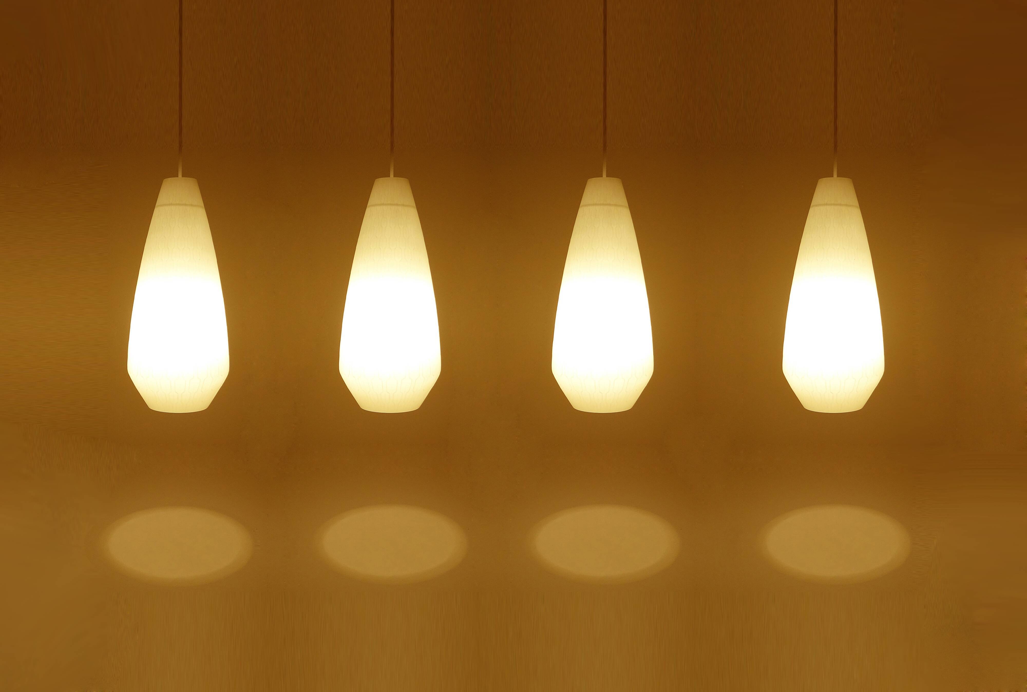 4 XXL vintage pendant lamps, Murano glass, 60s