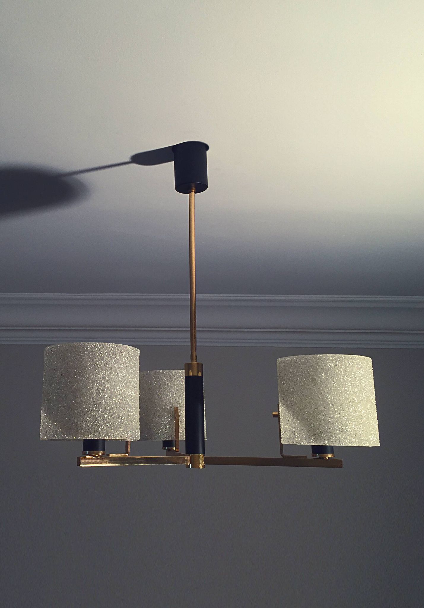 Arlus brass and perspex chandelier 1950