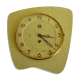 Ancienne pendule avec clef, revêtement formica au design géométrique- MC France-Années 60/70
