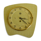 Ancient clock with key, formica coating with geometric design- MC France-Years 60/70
