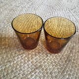 Series of 10 amber glasses