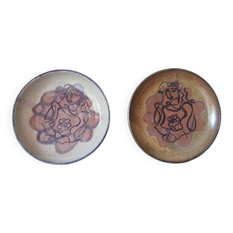 Duo de poteries savoyardes - plats en grès Frangy