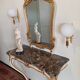 Console et miroir de style Louis XV en bois doré et marbre