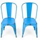 Set of 4 Tolix chairs, 2 yellow, 2 blue. 1960s edition.