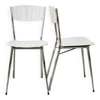 set x2 metal Formica dining chairs