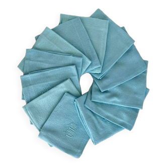12 serviettes anciennes chiffrées "MM" - Damassé de métis - 48x54 cm