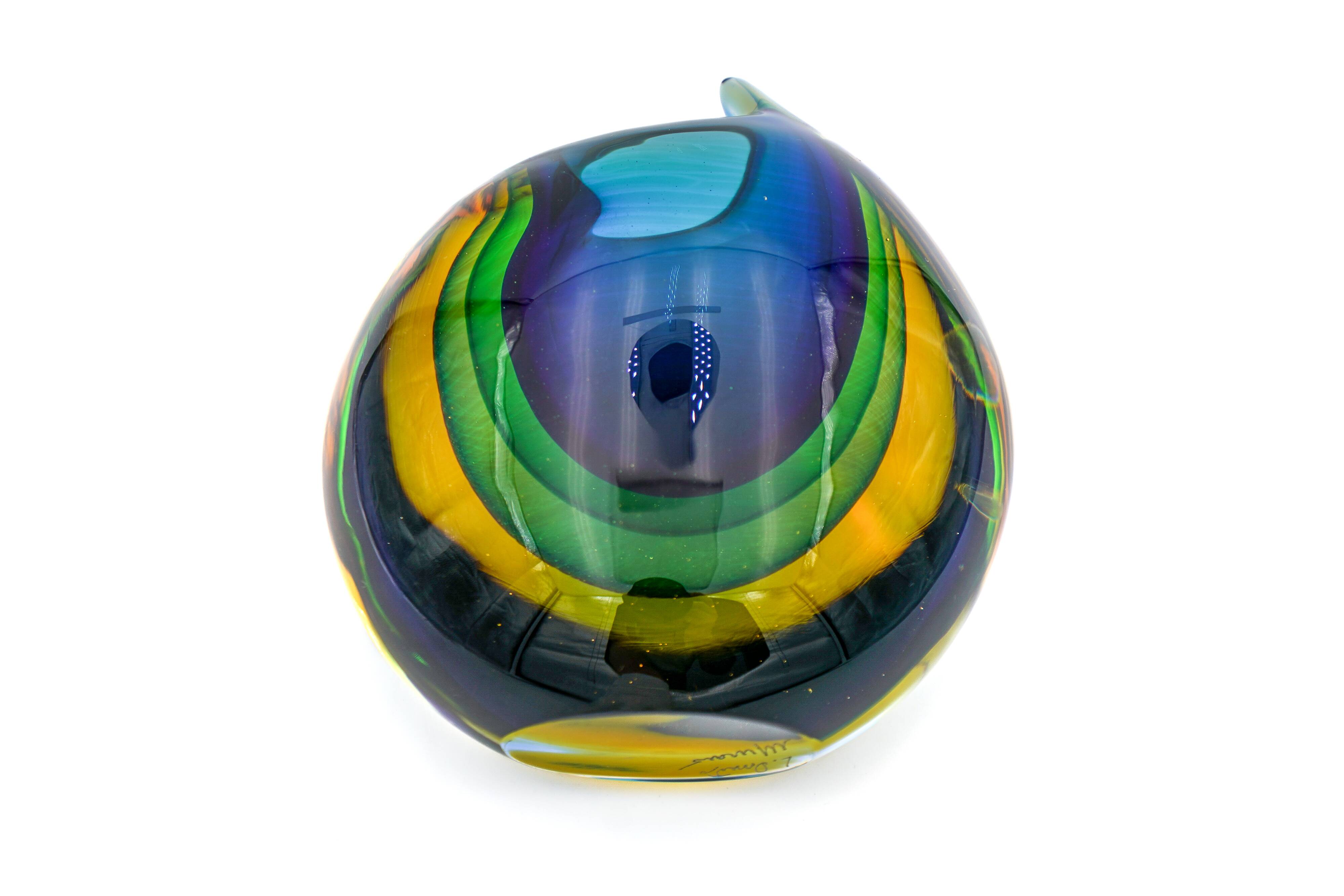 Masterpiece Murano – Vase "Sommerso" par Luigi Onesto – Signé & Étiqueté
