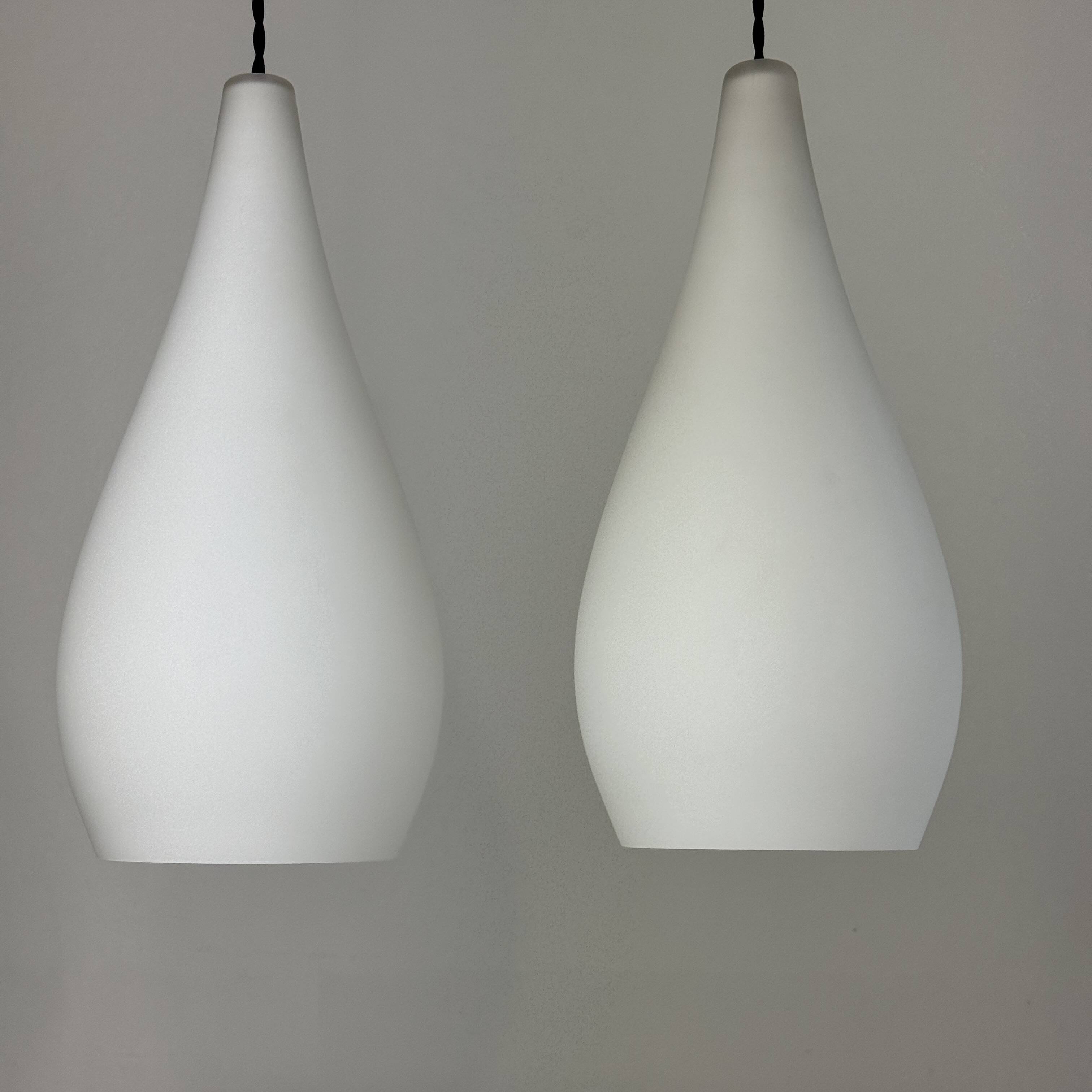 Pair of vintage opaline pendant lights