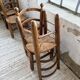Set of 4 oak and straw chairs Dudouyt 1940