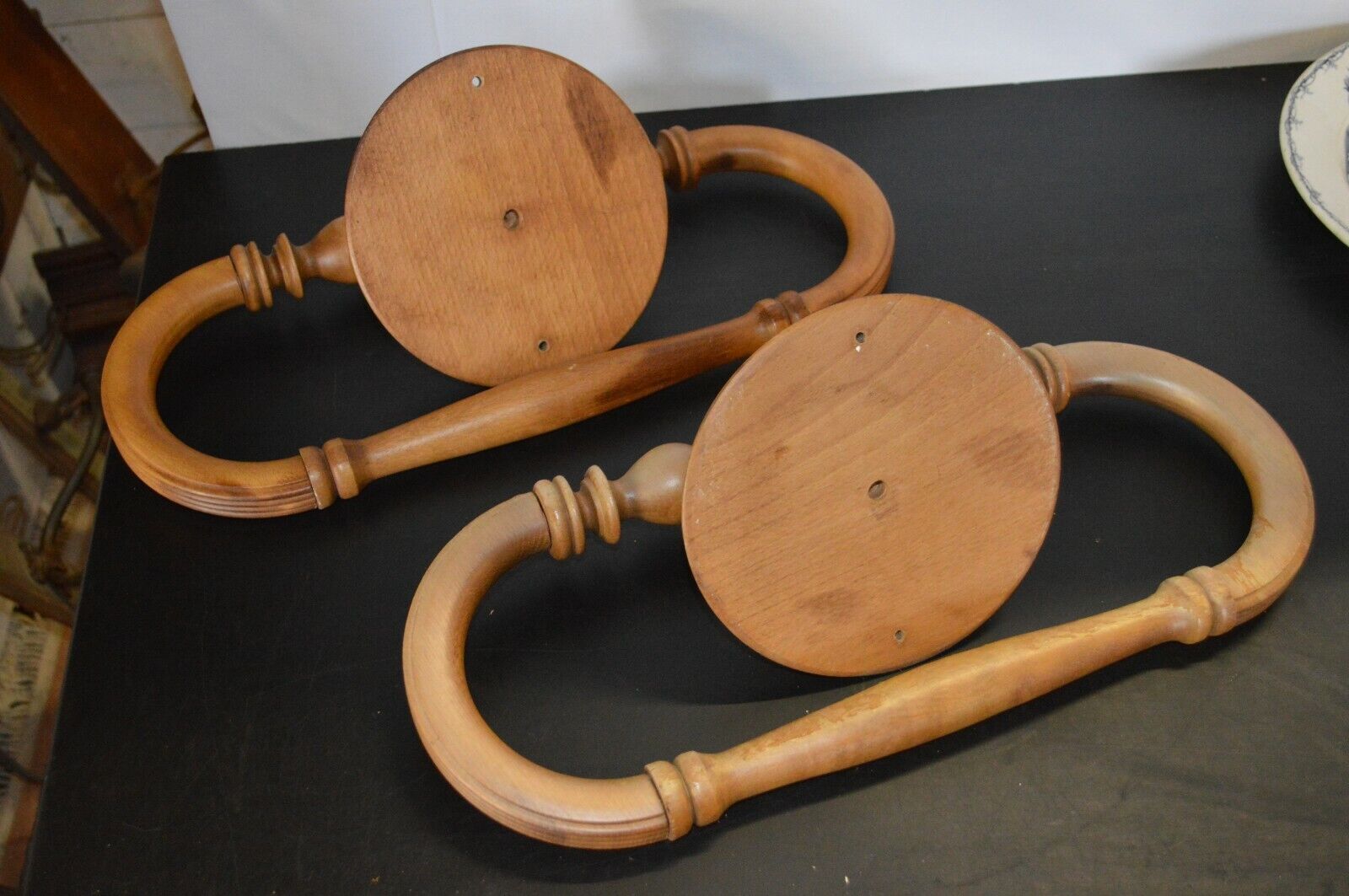 Wooden towel racks (the pair)