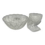 Dessert set, bowls and salad bowl in vintage textured glass