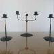 Scandinavian candle holder Laurids Lonborg in metal and rattan 50s 60s