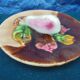 Plate in slip trompe l'oeil pear