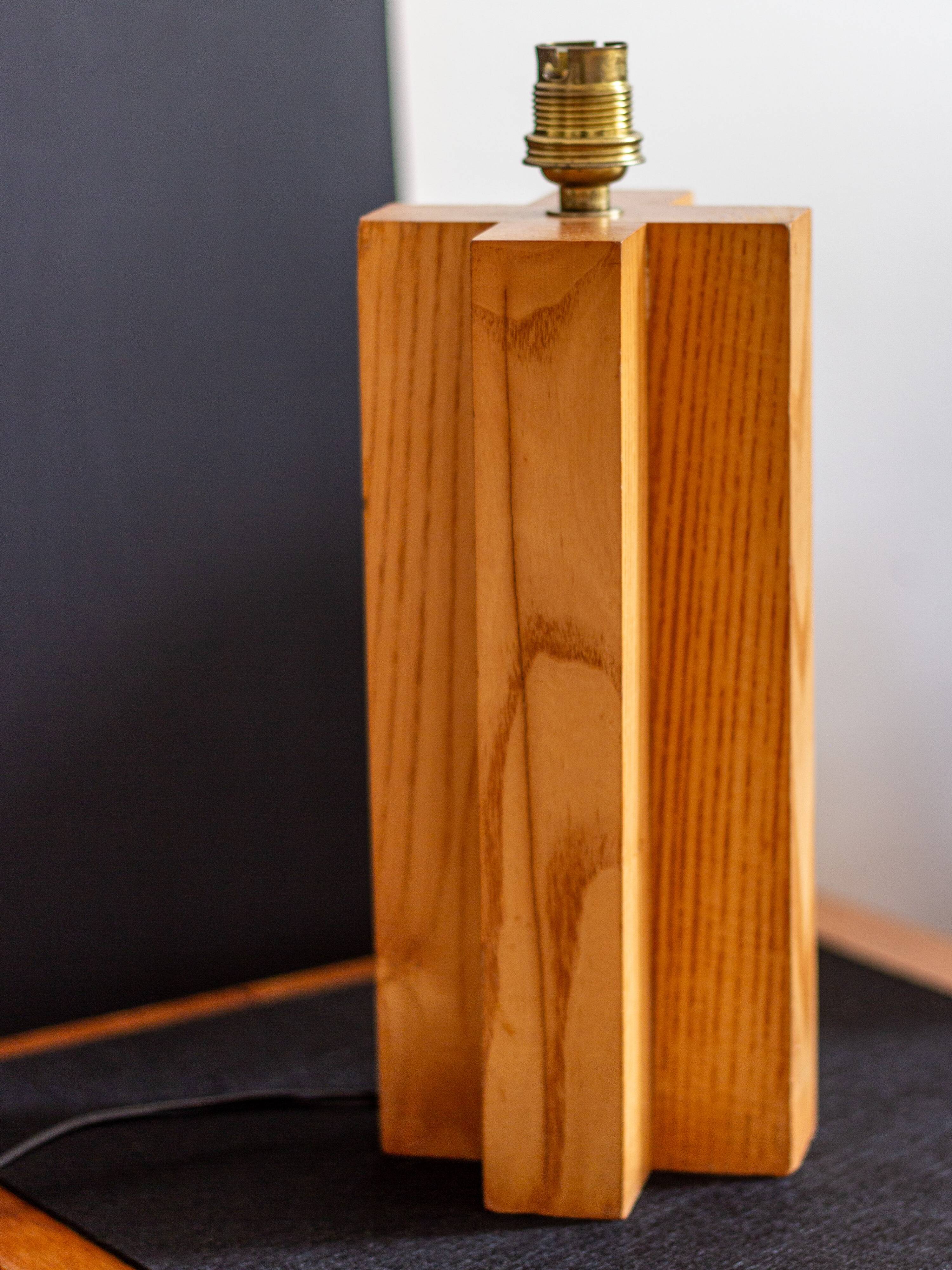 Wooden lamp base in a cross shape, 1970s-80s