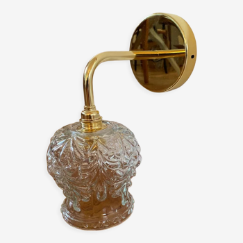 Applique avec globe vintage en verre moulé