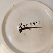 Vintage glazed ceramic cake plate signed ZINGARO - Italy 1960s