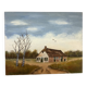Petit tableau paysage de campagne huile sur toile
