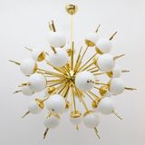 Large Sputnik Murano Glass and Brass Chandelier