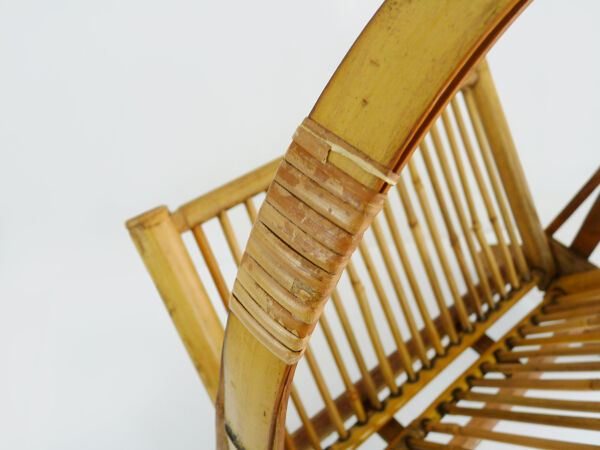 Porte revue vintage pliable en bambou, range magazine vintage. Année 70