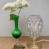 Lampe à poser globe vintage en verre moulé