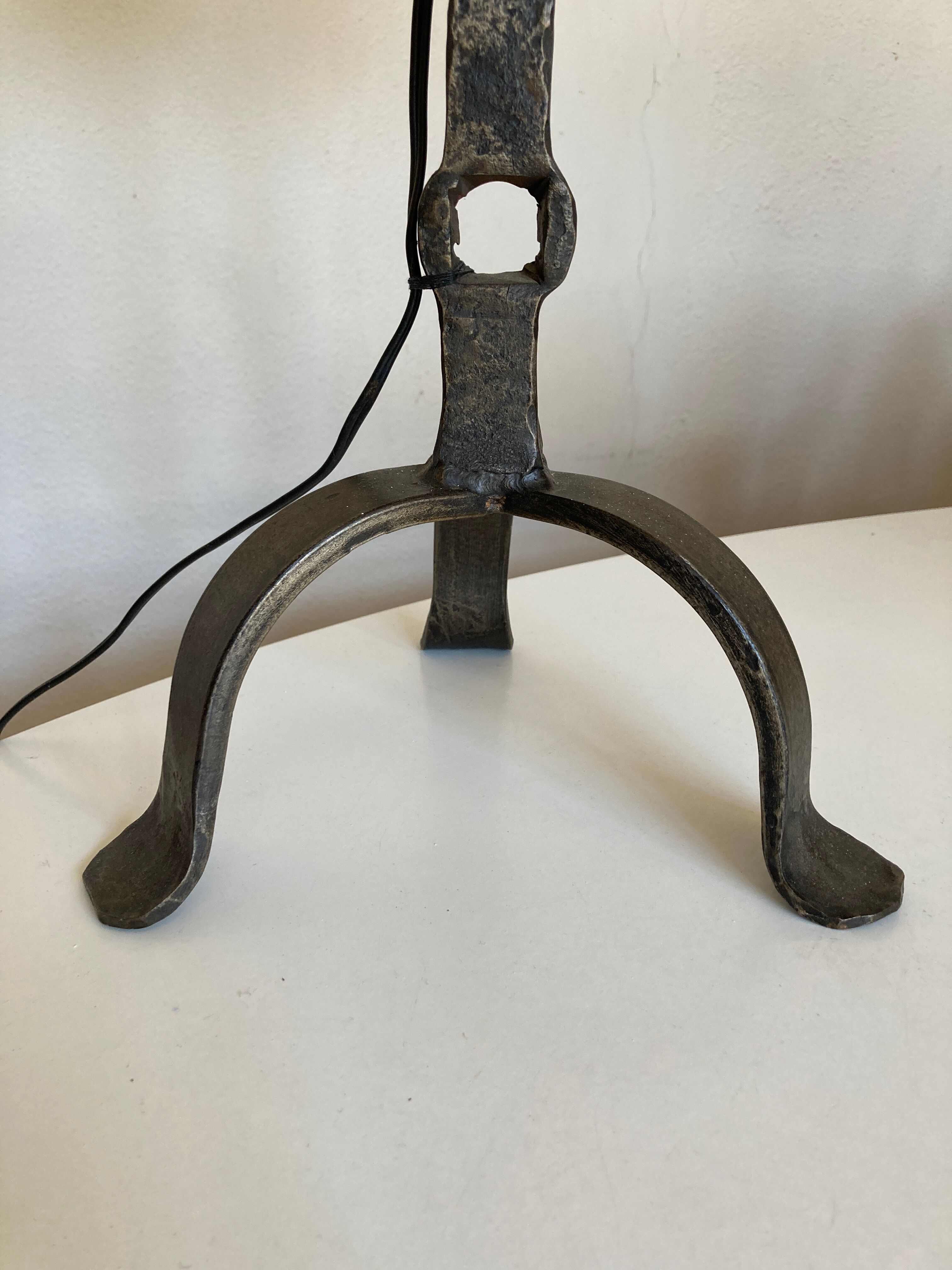 Beaten iron lamp 1970 modernist lampshade period day