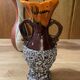 Small Vallauris ceramic vase orange brown and white 70s
