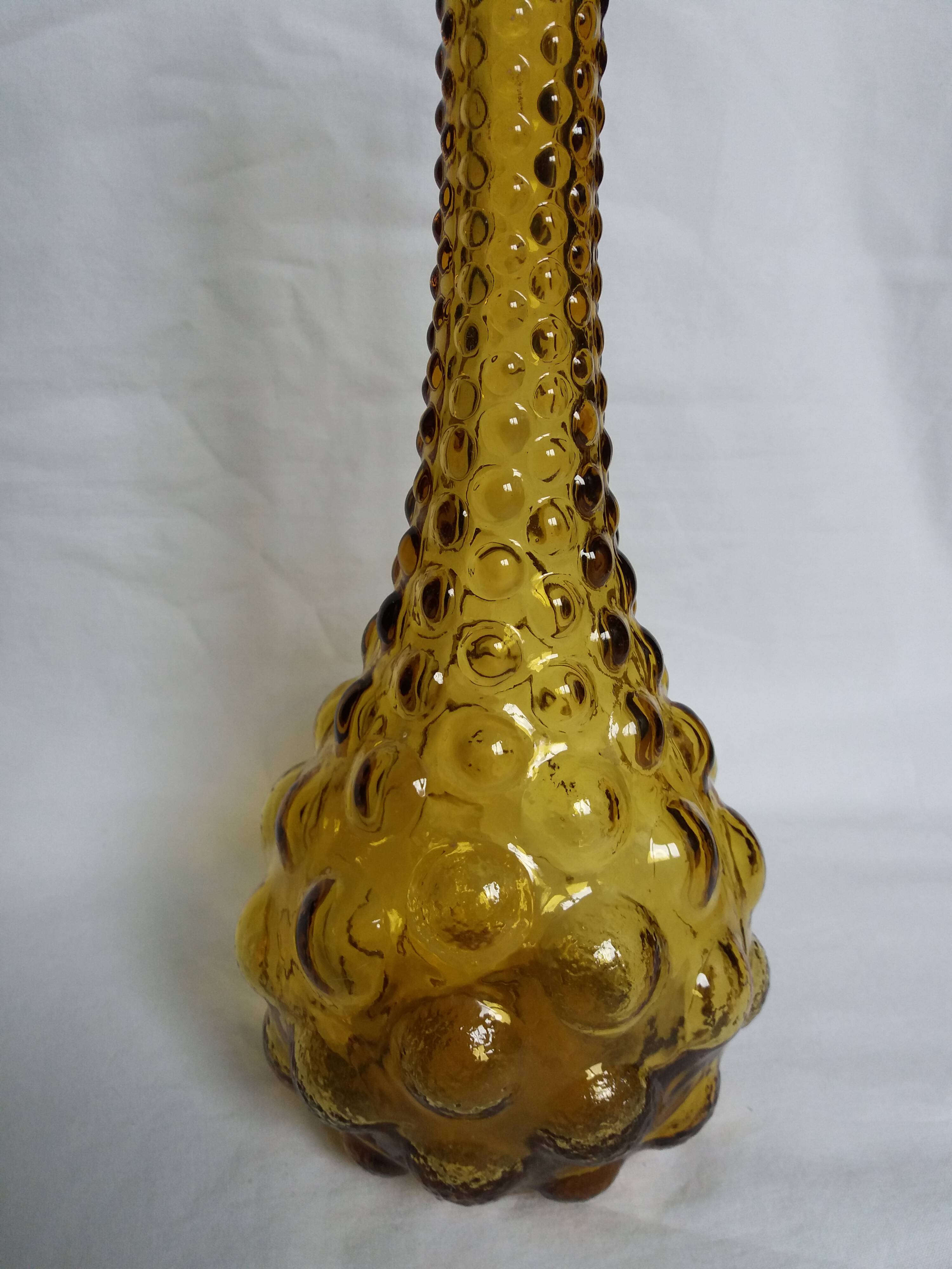 Carafe Empoli Italy Genie bottle in amber glass