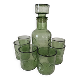 Carafe and matching tumblers in molded glass