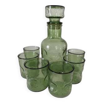 Carafe and matching tumblers in molded glass