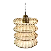 Vintage pendant lamp in electrified golden glass to nine