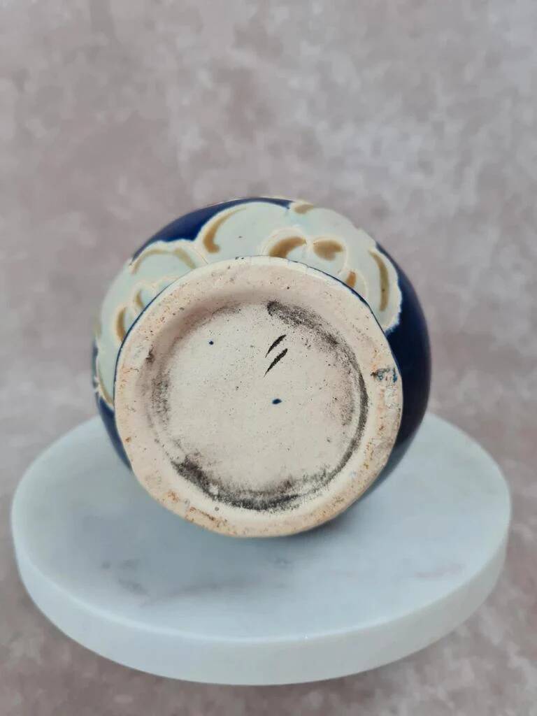 Antique vase in earthenware – tubular enamel decoration