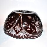 Saint-Louis Crystal Salad Bowl? Lined with Red Bordeaux Overlay Floral