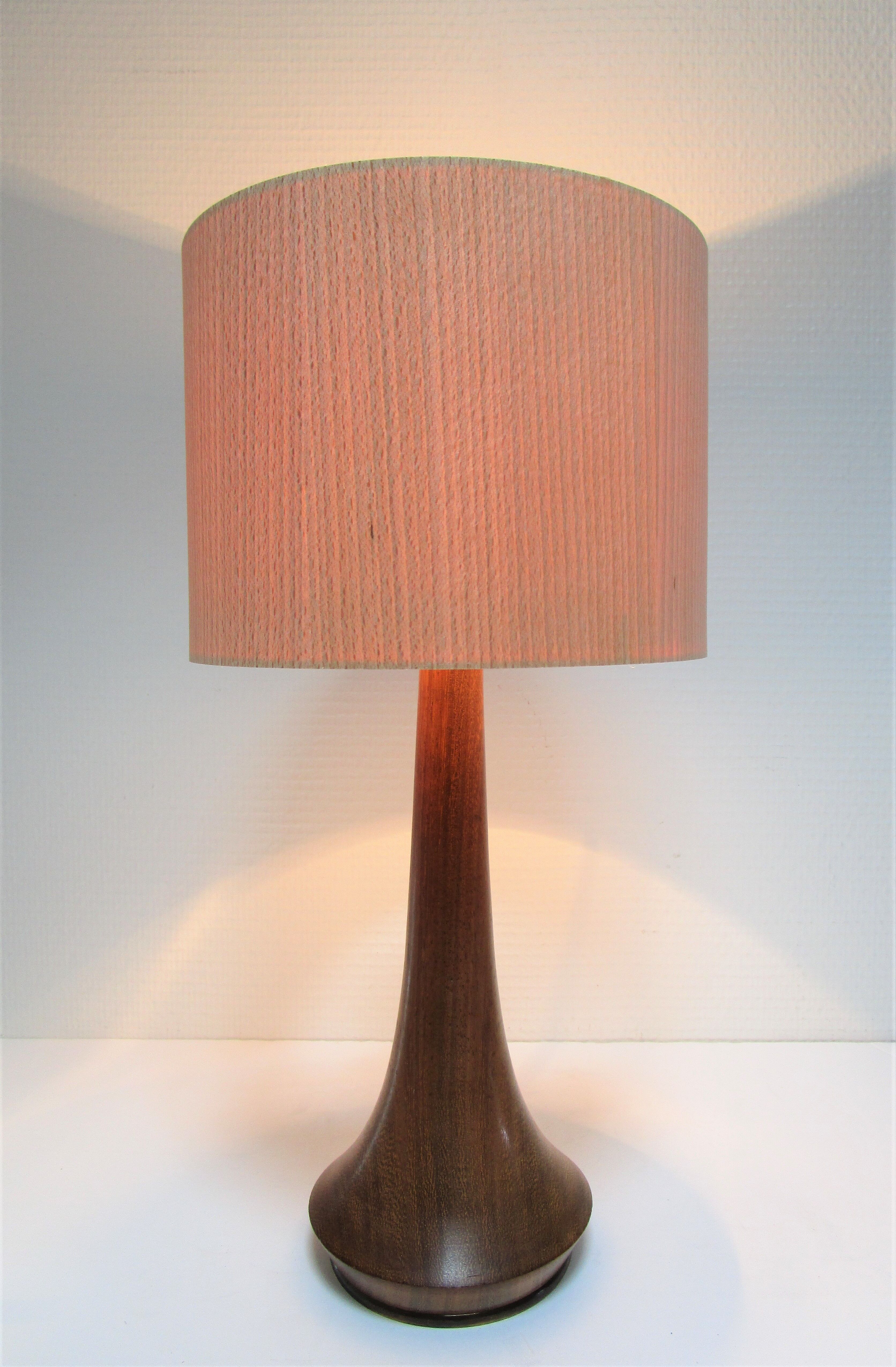 Pied de lampe bois exotique précieux laiton années 60