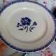 4 old flat plates Badonviller blue rose