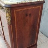 Louis XVI 2-part sideboard in mahogany veneer and precious wood marquetry