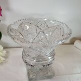 Large bohemian crystal footed bowl, flared pedestal vase