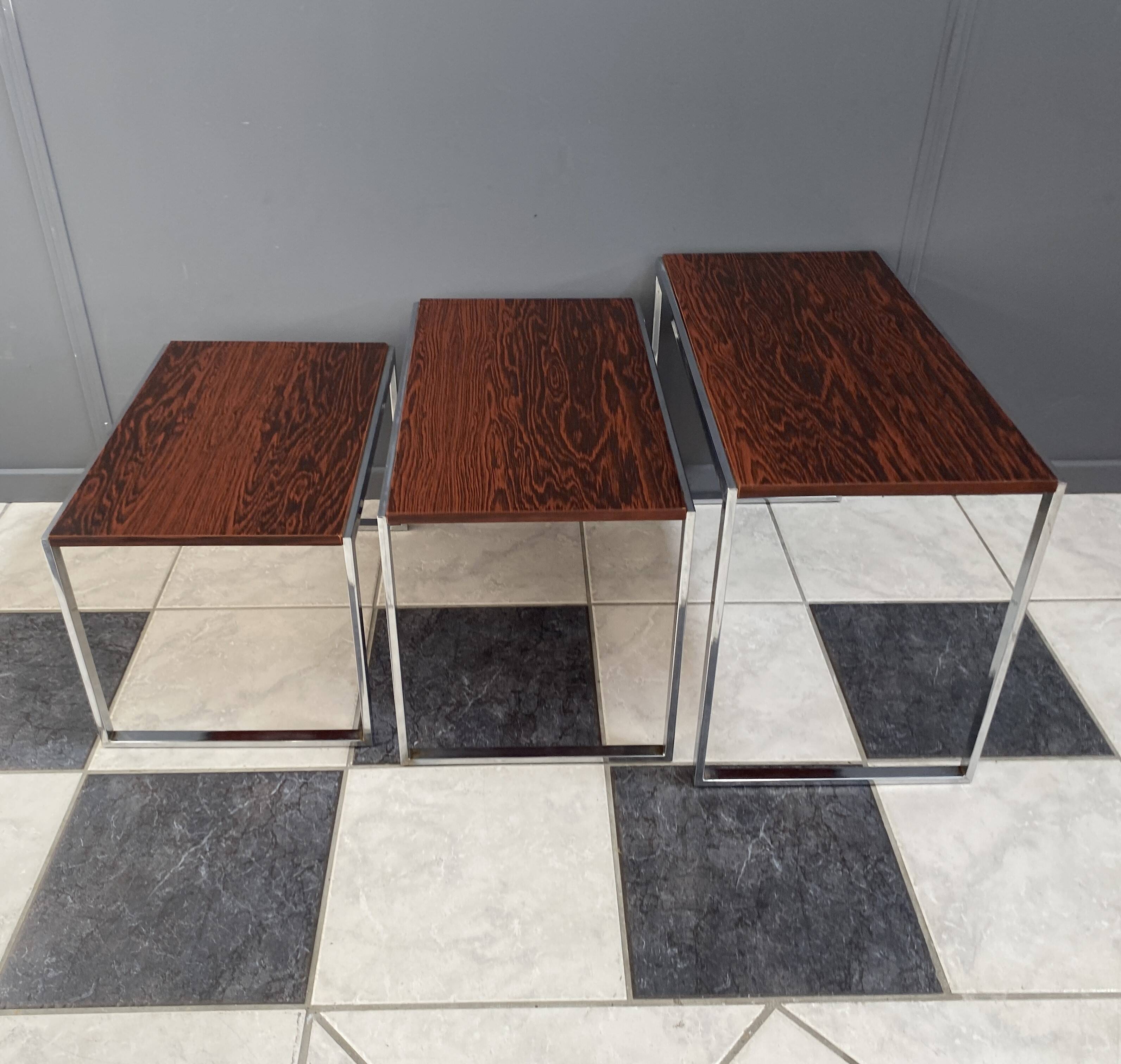 Chrome and rosewood nesting set 1970s