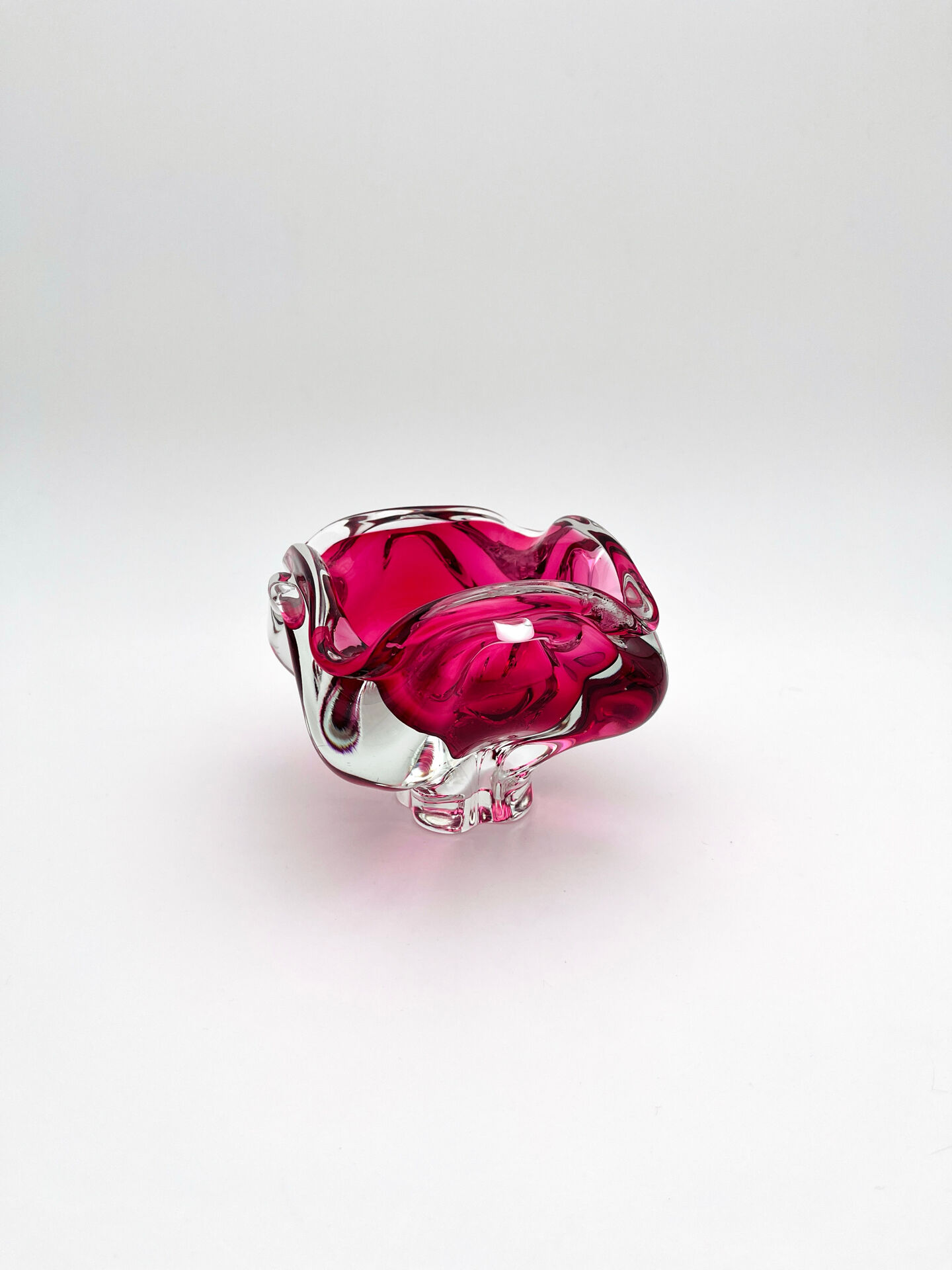 Bowl - Josef Hospodka - Sommerso Bohemian Crystal Pink