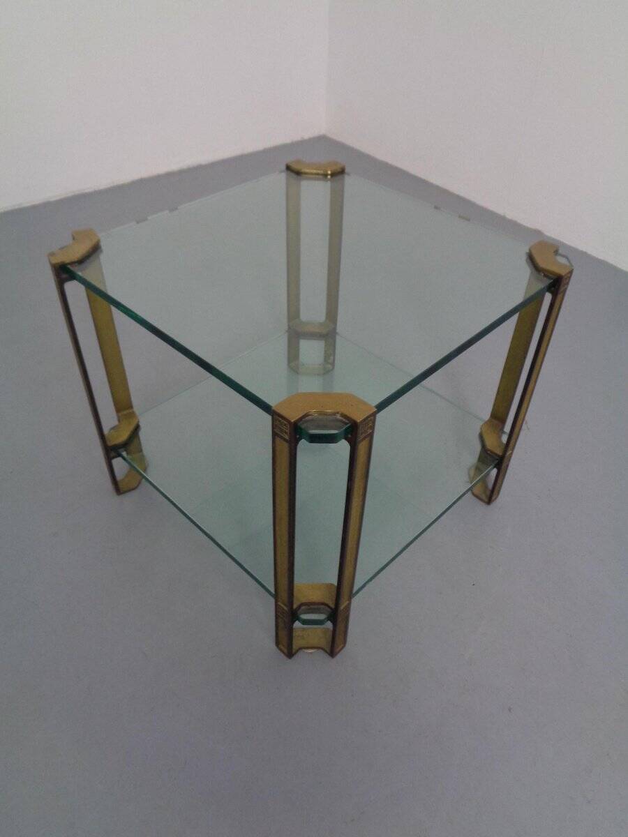 T24 Tempered Glass & Brass Coffee Table by Peter Ghyczy, Germany, 1970s