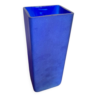 Cobalt blue frosted glass vase from the 80s