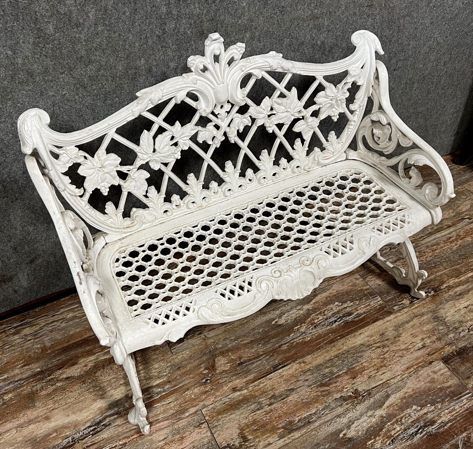 Garden bench Louis XV Baroque style in lacquered cast iron circa 1950