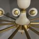 Opaline glass & brass sputnik chandelier with 12 lights, 1970s